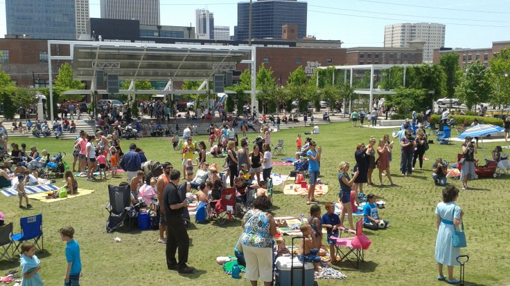 Enjoying Food Truck Wednesday at Guthrie Green. It was a big turnout!